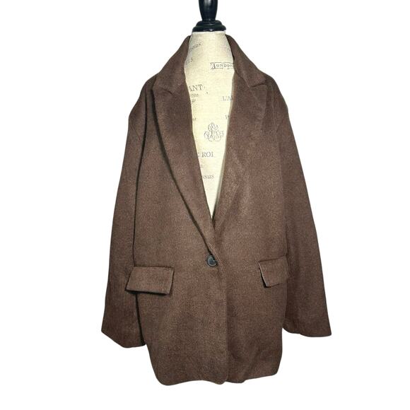 ASOS Design | Women | Smart Brown Oversized Wool Mix Blazer Jacket | Sz 12 Tall - Picture 2 of 13